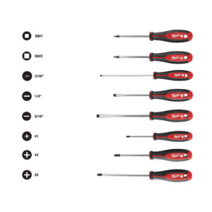 Milwaukee Hex Wrench Ready Magnetic Tips Screwdriver Set w/ SQ- 8 pc